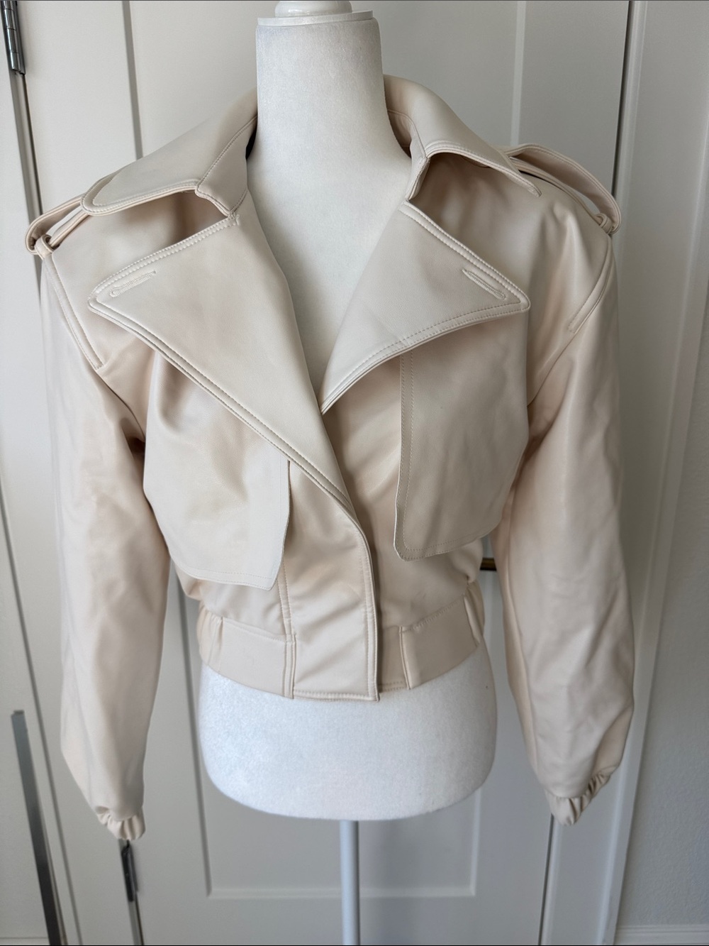 naked wardrobe Beige Cropped Bomber Jacket